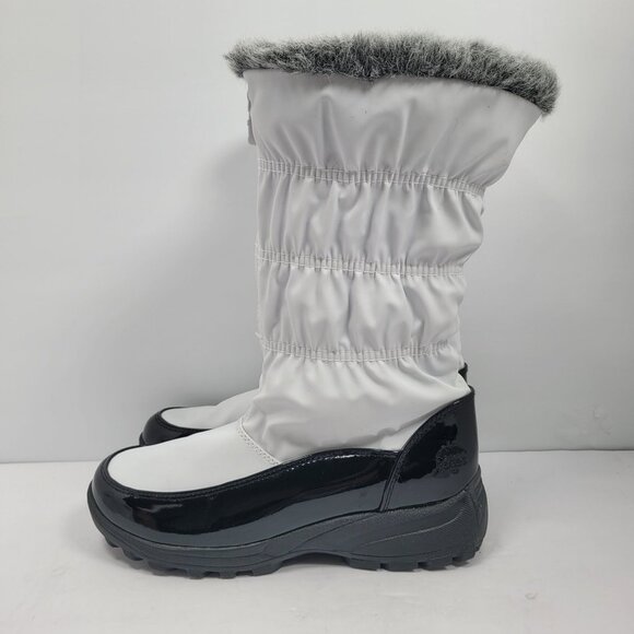 Totes Women's White Zip Front Waterproof Boots Plush Lined US Size 8 - Picture 2 of 11